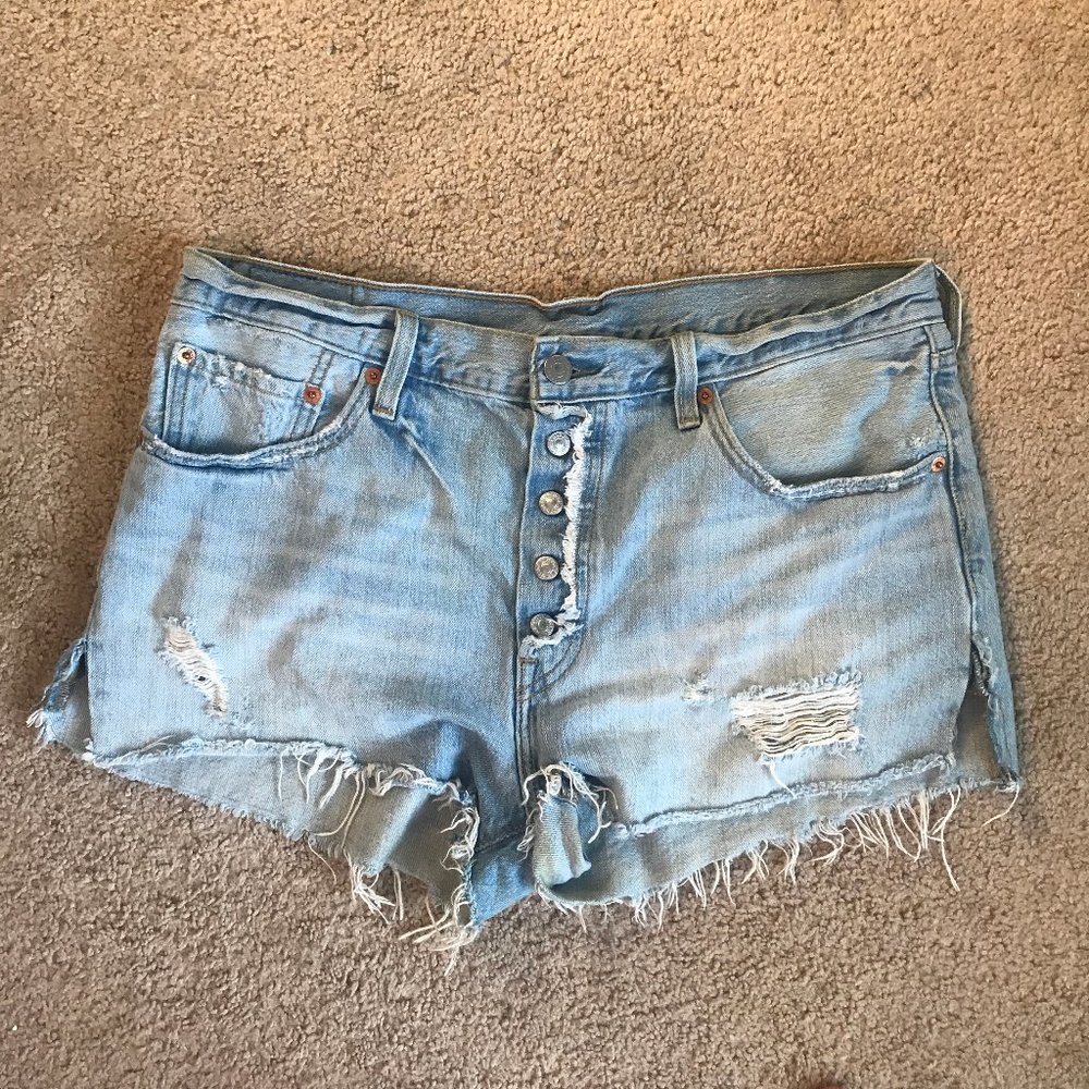 Levi's 501 ripped jean shorts